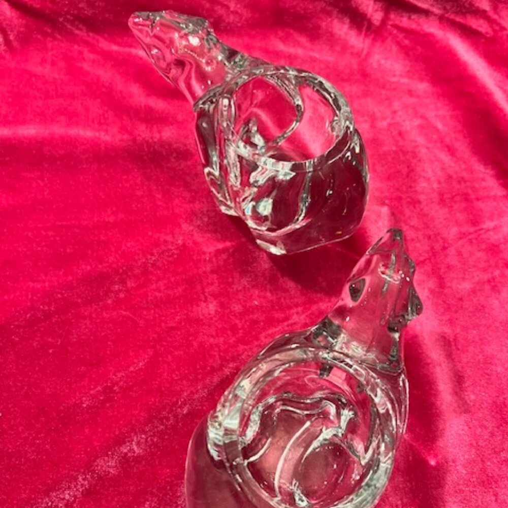 Vintage Indiana Glass polar bear votive candle holder heavy pressed glass